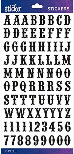 Brand New Sticko Alphabet Stickers-Black Glitter Carnival Small Brand New