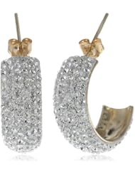 10k Yellow Gold Swarovski Elements Large Half Hoop Earrings