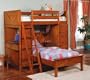 Twin Size Bunk Bed with Workstation in Oak Finish