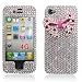 Sparkling Silver with Pink Bow Tie Design Full Diamond Rhinestone Snap on Hard Skin Shell Protector Faceplate Cover Case for Apple Iphone 4 4S + Lcd Screen Guard + High Sensive Stylus Pen