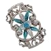 Slider Two-Hole Beads Aqua Leaves w Aquamarine Color Crystal (6 Beads)