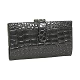 Budd Leather Crocodile Bidente Framed Continental Wallet