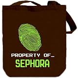 Property Of _ Sephora - Fingerprint Female Names Tote Bag (Brown, Canvas, Unisex)