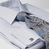 Fine Line Check European Style French Cuff Dress Shirt