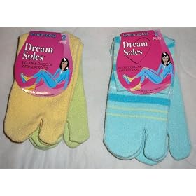 Dream Soles Mitten Flip Flop Low Cut Socks Size 5-9 (4 pairs yellow/blue)