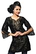 Black Kurti brasso fabric with contrast colored satin liner and handowrk