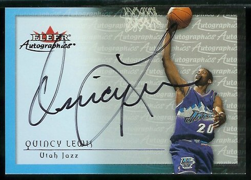 1999-00 Fleer Quincy Lewis Autographics Trading Card! Utah Jazz Basketball Card- Mint Condition - Shipped In Protective Screwdown Case!