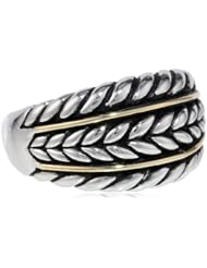 S&G Sterling Silver and 14k Yellow Gold Textured Ring