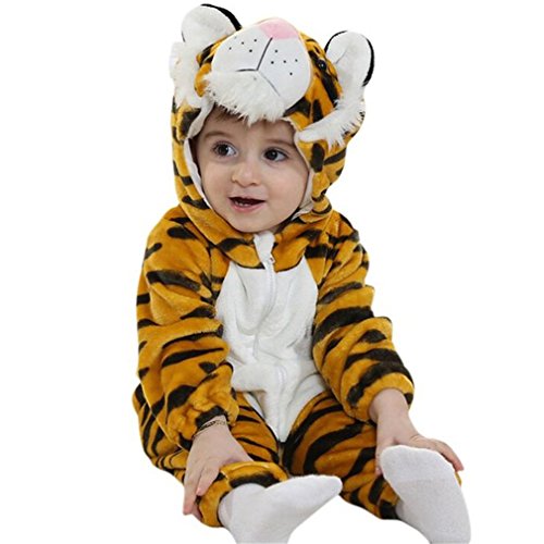 IDGIRL baby girls and boys' Flannel Cotton rompers Tiger-70CM