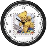 Teddy Bear - from Hush Little Baby by Artist: Sylvia Long Wall Clock by WatchBuddy Timepieces (Black Frame)