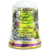Alabama State Map Pearl Souvenir Collectible Thimble agc