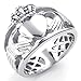 KONOV Mens Womens Stainless Steel Ring, Claddagh Heart Crown Wedding Band, Silver
