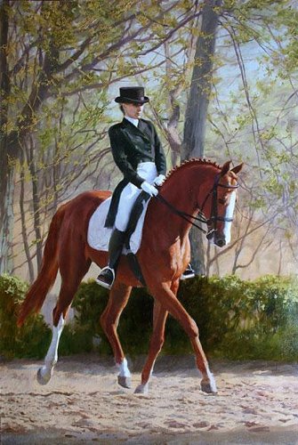Traditional Art Oil Painting Reproduction on Stretched Canvas Woman Horseback Riding Horse 20