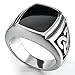INBLUE Men's Stainless Steel Enamel Ring Silver Tone Black Celtic Knot Signet Triquetra