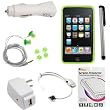 GTMax Green Soft Rubber Silicone Skin Cover Case + Rapid Car Charger + Home Charger + USB Data Cable + 3.5mm Stereo Headset + Full Front LCD Screen Protector + Stylus Silver for Apple iPod Touch 8GB 32GB 64GB 3rd 3G Generation NEWEST MODEL GTMax Green Soft Rubber Silicone Skin Cover Case + Rapid Car Charger + Home Charger + USB Data Cable + 3.5mm Stereo Headset + Full Front LCD Screen Protector + Stylus Silver for Apple iPod Touch 8GB 32GB 64GB 3rd 3G Generation NEWEST MODEL