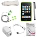 Search : GTMax Green Soft Rubber Silicone Skin Cover Case + Rapid Car Charger + Home Charger + USB Data Cable + 3.5mm Stereo Headset + Full Front LCD Screen Protector + Stylus Silver for Apple iPod Touch 8GB 32GB 64GB 3rd 3G Generation NEWEST MODEL