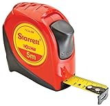 Starrett Exact KTX34-5M-N ABS Plastic Case Red Measuring Pocket Tape, Metric Graduation Style, 5m Le