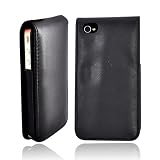 For iPhone 4 Vertical Flip Leather Pouch Case BLACK
