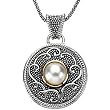 Sterling Silver and 14K Yellow Gold Cultured Pearl Necklace