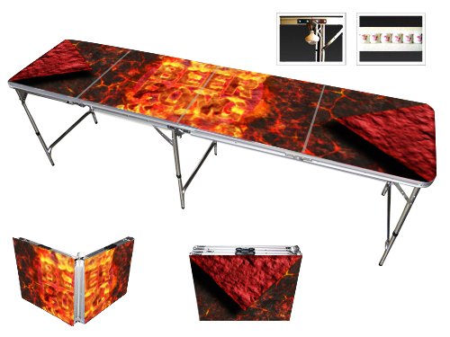 Beer Pong Table - Lava HD 8ft Design - Attached Bottle Opener + 6 Pong Balls