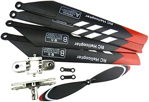FunnyGood Main Blades Tail Rotor Upper Lower main blade grip set and 2 pcs Connect Buckle spare parts for HCW 8500 8501 Sky King Rc Helicopter