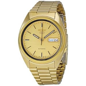 Seiko Men's SNXL72 Seiko 5 Automatic Gold-Tone Stainless-Steel Bracelet Watch (Watch)