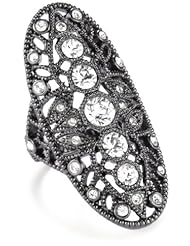 House of Harlow 1960 Gunmetal Oval Finger Ring