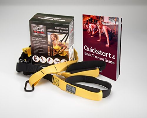 OCRTek Bodyweight Trainer Suspension System Straps with Bonus Workout Guide eBook - Heavy Duty Full Body Fitness Training System and Door Attachment - Perfect for: Crossfit - Home Gym - Travel Bands