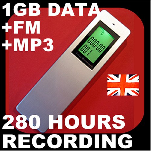 Childrens Toyshop  Third Party New : Digital Voice Recorder Dictaphone 1GB USB Memory + FM Radio 280 Hours Recording Ultradisk