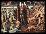Hans Memling (The recent court, Triptych, Middle panel: Maiestas Domini and Archangel Michael with the scales of the souls of the Risen weighs Detail: Archangel Michael) Black Wood-Mounted Art Poster Print - 13