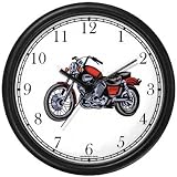 Classic Vintage Motorcycle No.3 Motorcycle Theme Wall Clock by WatchBuddy Timepieces (White Frame)