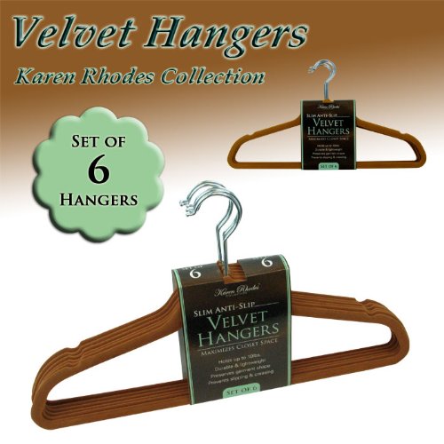 SET OF 6 VELVET HANGERS - CAMEL