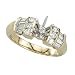14K Yellow Gold 1/2 ct. Round and Baguette Cut Diamond Semi Mount Engagement Ring