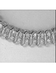 14K White Gold Diamond Necklace With 18 Inch Rope Chain