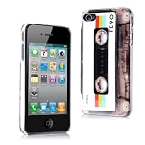 MaryCom PREMIUM QUALITÄT Retro Hard Case im Tape Kassetten Design transparent für Apple iPhone 4G HD & 4Gs Smartphone / HKT 4Gs