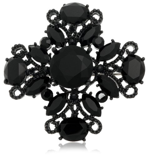 Black Crystal Flower Pin by Margot Townsend
