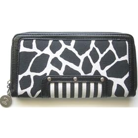 Liz Claiborne Jungle Blossom Zip-around Wallet in Black Natural Animal Print