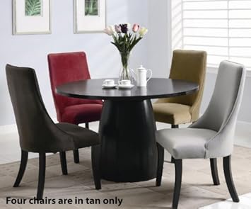5pc Dining Table and Parson Chairs Set in Black Satin Finish,Coaster,Dinset-101590-101595