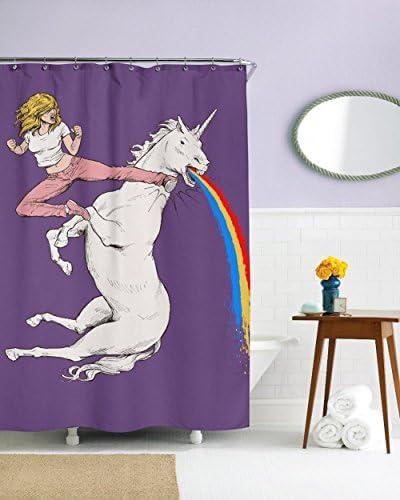 Sparkling Stars Unicorn Purple Custom Waterproof Fashion Shower Curtain 60" X 72" Bathroom Decor