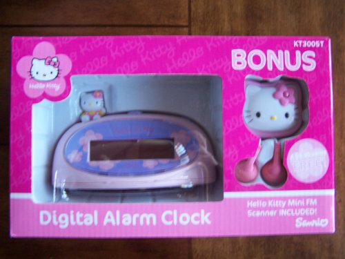 Hello Kitty Digital Alarm Clock with BONUS Mini FM Scanner