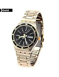 CURREN Stainless Steel Round Quartz Watch Analog Wrist Watch Wristwatch Timepiece w/ Week & Date for Women - Gold