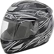 AFX Line Multi Adult FX-95 Street Bike Racing Motorcycle Helmet w/ Free B&F Heart Sticker Bundle - Black/Silver