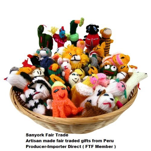 Sanyork Fairly Traded Finger Puppets Set of 10 Assortment Birds, Animals & Insects Peru