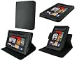 rooCASE Dual-View Multi Angle (Black) Genuine Leather Folio Case Cover for Amazon Kindle Fire 7-Inch Android Tablet