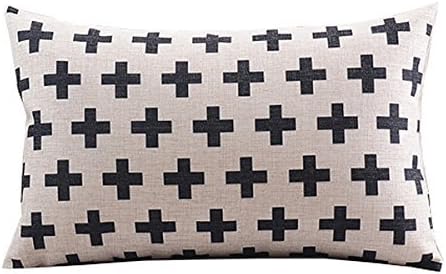Angel Decor 12"*20" Rectangle Cotton Linen Decorative Home Sofa Throw Pillow Case Cushion Cover Black Cross Symbols Prints