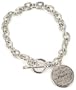 1928 Boutique Silver-Tone Peace Medallion Toggle Bracelet