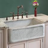 30 Polished Marble Single Bowl Farmhouse Sink - Polished Carrara Marble