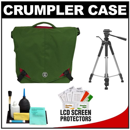 Crumpler 8 Million Dollar Home Photo/Video Camera Bag/Case (Olive/Red) with Tripod + Accessory Kit for Canon Rebel XSi, XS, T1i, T2i, 50D, 7D, Nikon D40, D60, D3000, D5000, D90, D300, D300s, D700, Olympus Evolt E-30, E-450, E-520, E-620, and Sony Alpha A290, A390, A450, A500, A550, A700 Digital SLR Cameras
