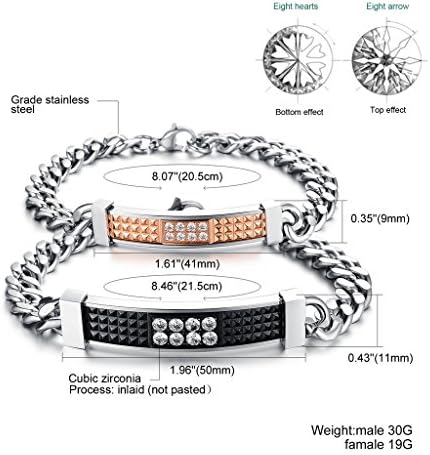 Old Rubin Stainless Steel Curb Link Chain Bracelet Bangle With Clear Swiss Cubic Zirconia - Male Version