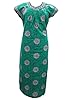 Caribbean Green Cotton Caftan Batik Print Long Kaftans Dress L/M